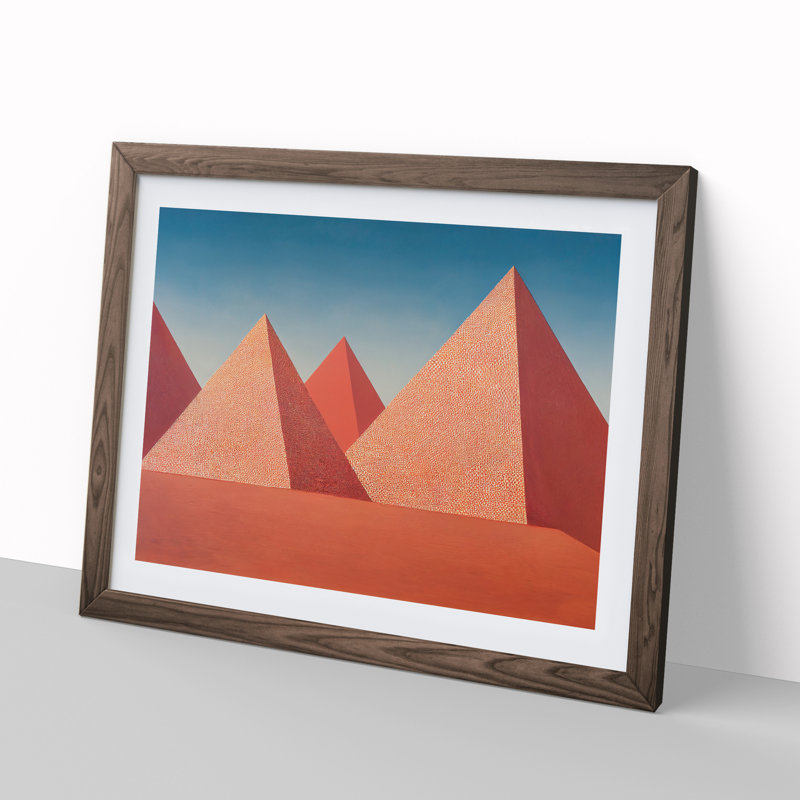 Pyramids - Single Picture Frame Print, 34cm H x 46cm W, Walnut Framed