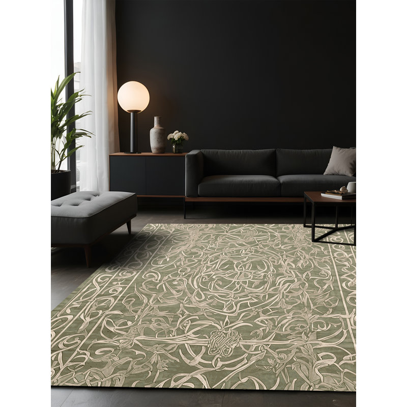 Tapis brun soyeux et moelleux, Rectangle 7 pi x 9 pi