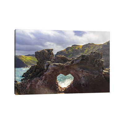 Heart-shaped opening near Nakalele Blowhole, northern tip of Maui, Hawaii 1 Piece Wrapped Canvas Wall Art