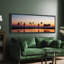 «Tropical Serenity Palm Tree Silhouette at Sunset Stripes Antique Retro Extra Large Wall Decor», reproduction encadrée-111664984-96074599