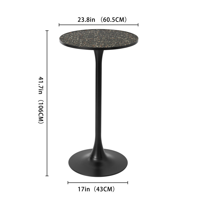 Bralie Bar Table Tall Pedestal Dining Table 60 x 106CM, Black/Black