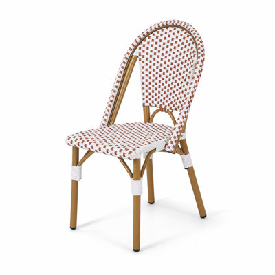 Ensemble de 2 chaises bistro françaises d'extérieur en aluminium et en PE, structure légère et résistante à la rouille, finition tissée à la main