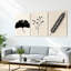 «Botanical Leaf Silhouette», art mural tendu sur toile, noir minimaliste et crème (ensemble de 3)-119637254