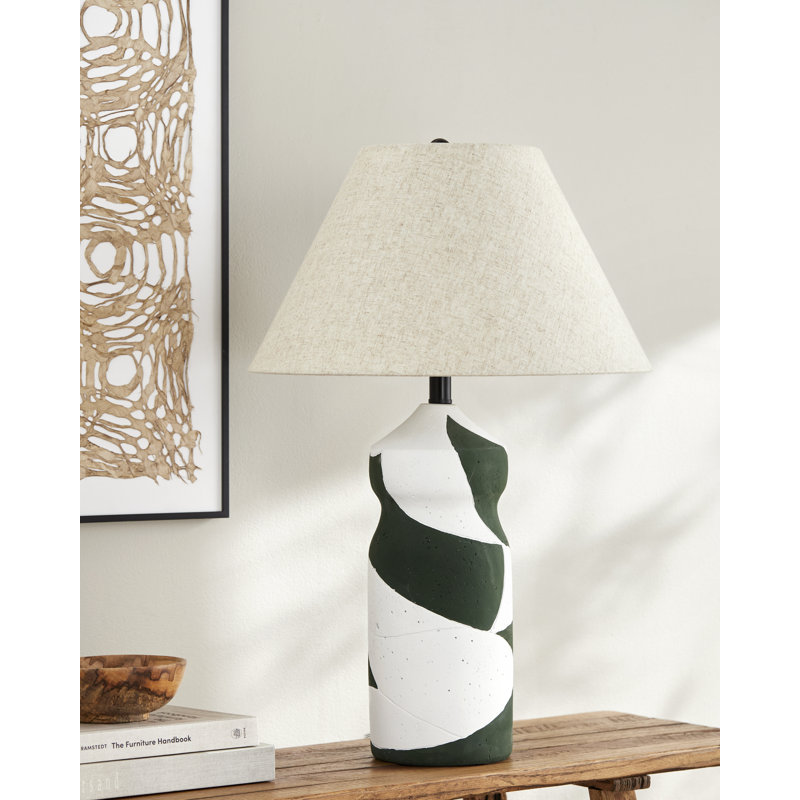 Dena Table Lamp, Beige, Green/White