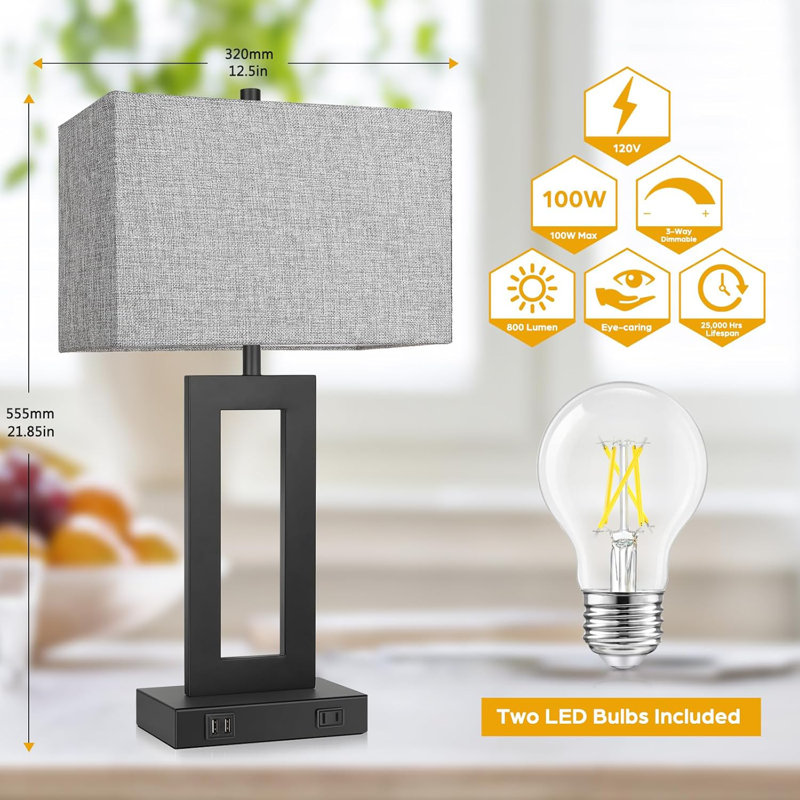 Metal USB Desk Lamp, Gray