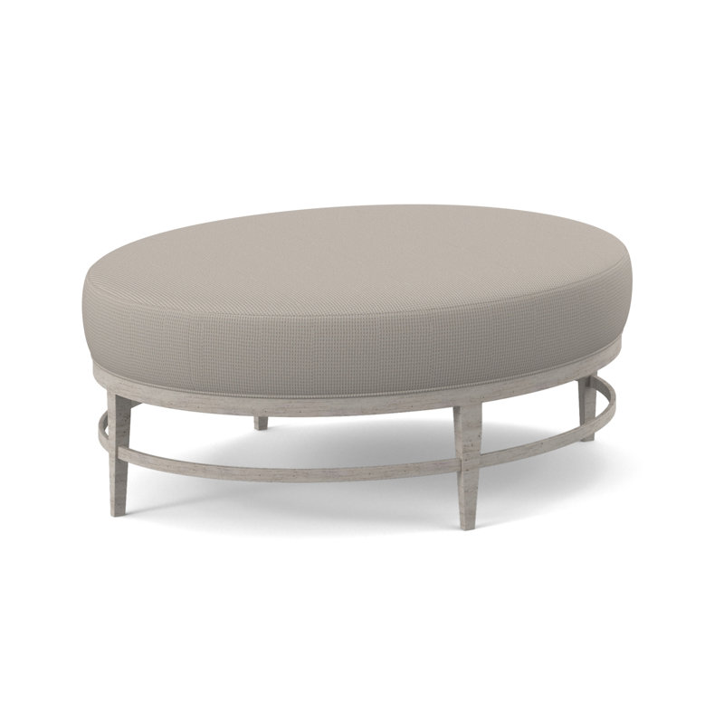 Elliptic Oval Ottoman, Bisque, Venice Ivory 100% Polyester