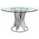 Aindrias Round Glass Top Metal Base Dining Table
