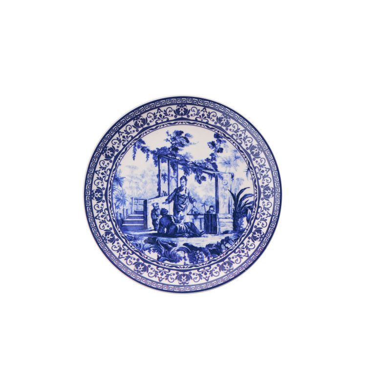 Blue and White Dessert Plate Set (6 Pieces), 7.6 x 7.6 x 0.8 inches | 100% Ceramic, Dishwasher & Microwave Safe | Elegant Design for Serving Desserts, Cakes, and Appetizers, Perfect for Entertaining and Everyday Use