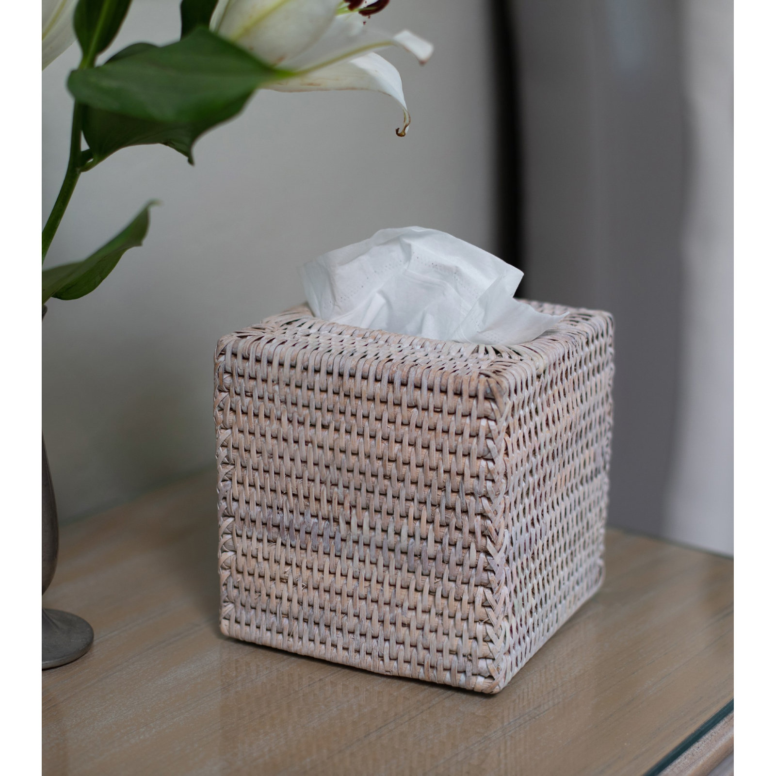 Bathroom Storage Container, White Wash