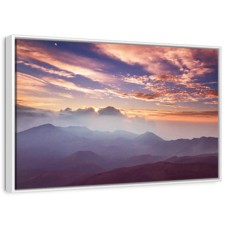 Haleakala Misty Sunrise, Cadre flottant blanc, 13 po x 9 po