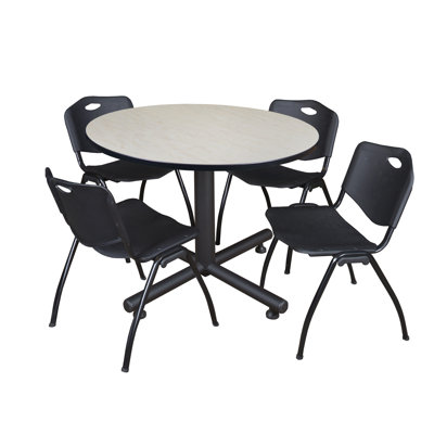Nicklos Round Breakroom Table, 4 M Stack Chairs