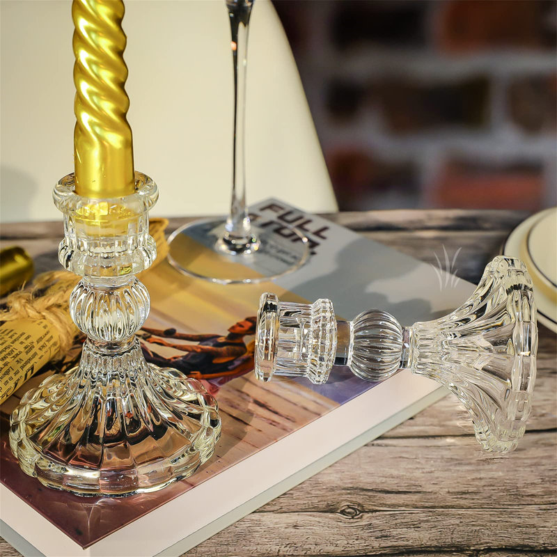 8 Piece Glass Tabletop Candelabra Set