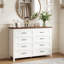 Commode 8 tiroirs à grain de bois avec dessus imperméable - Commode robuste pour chambre à coucher / salon