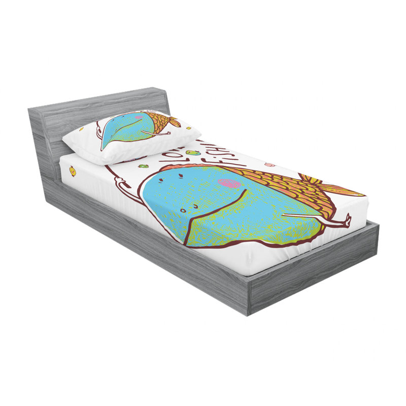 Ensemble de draps en graisse avec un drapeau avec love words, Taie d'oreiller pour lit simple