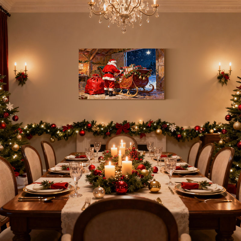Ensemble de 3 impressions sur toile de Noël avec traineau de Noël, H 12 po x l 18 po