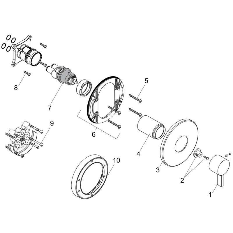 Garniture de robinet à contrôle de volume et pression équilibrée avec poignée levier Ecostat, Chrome