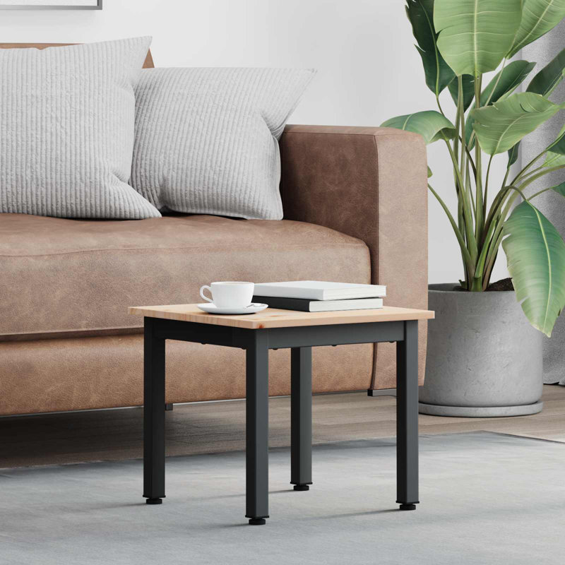 Coffee Table, Natural, Black, 36cm. H x 40cm. L x 40cm. W