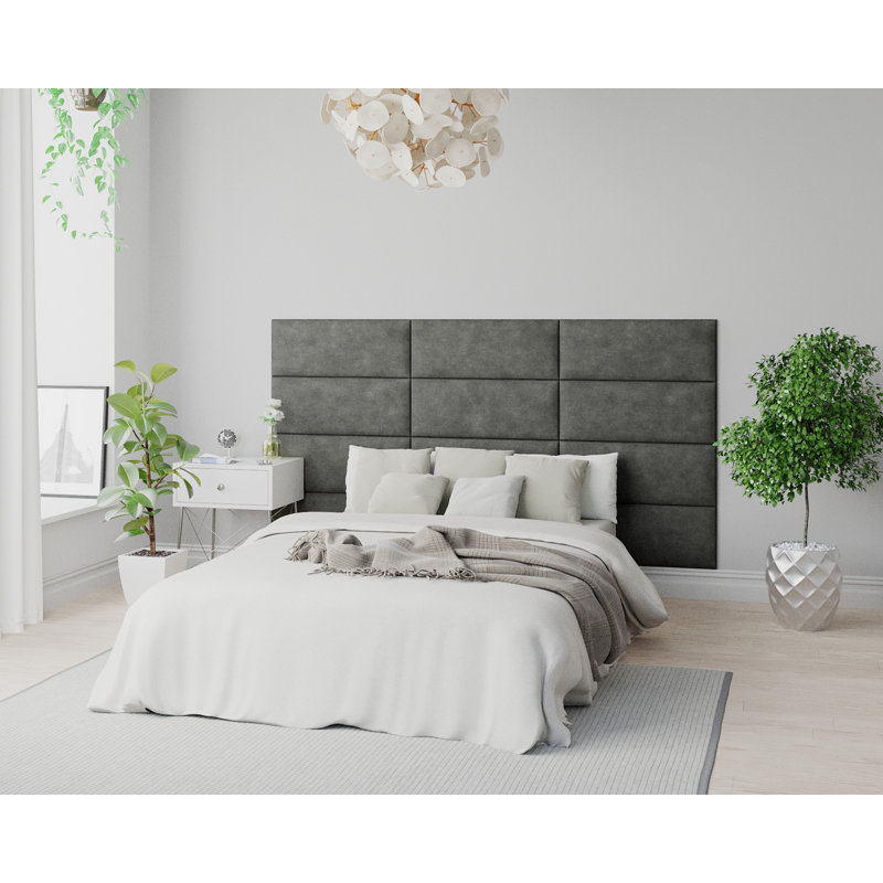 Kaviona 30 cm x 75 cm Peel and Stick Upholstered Wall Paneling in Granite
