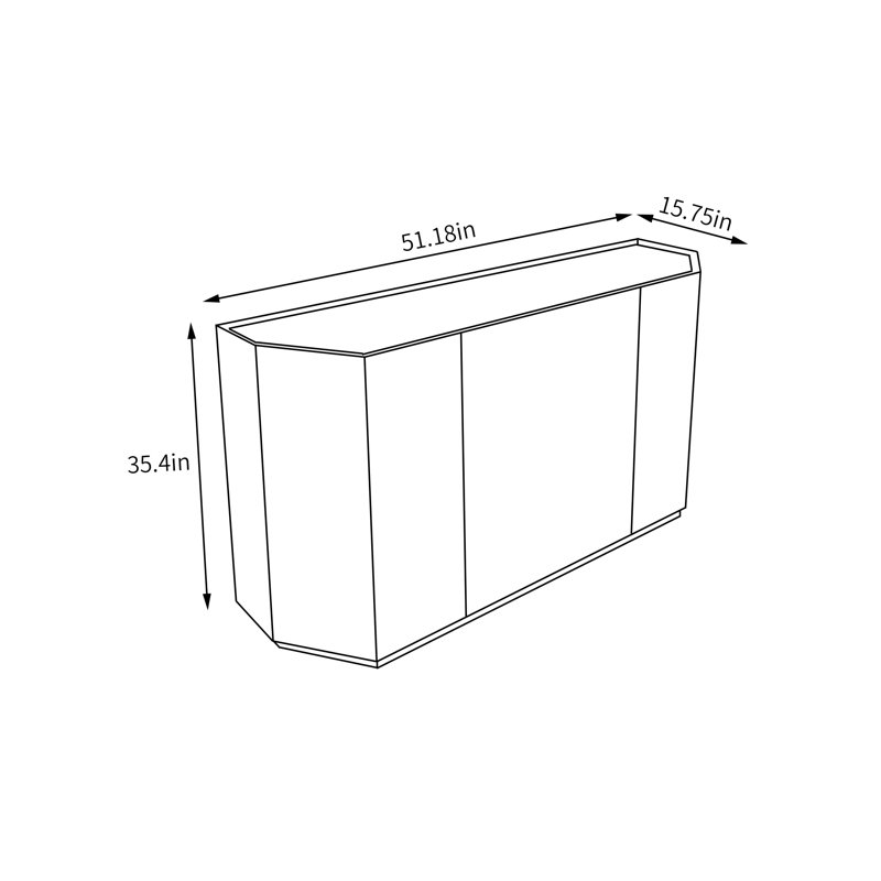 Buffet Modern, 35.4" H x 51.18" W x 15.75" D, Orange
