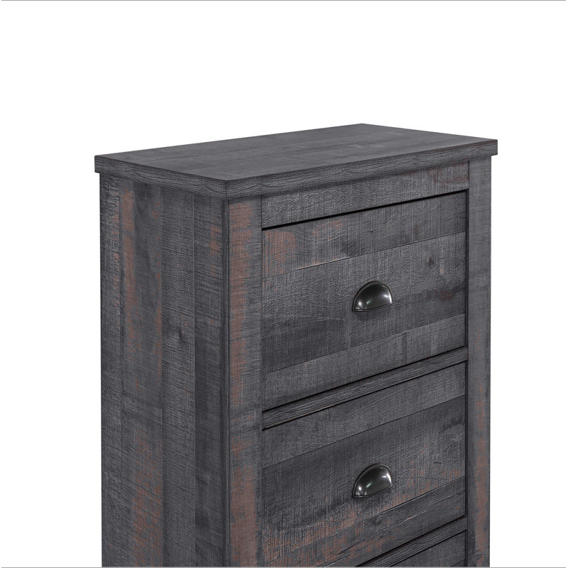 Armoire de chevet contemporaine à 4 tiroirs 1Pc, Gris