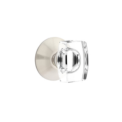 Ensemble de boutons d'intimité Emtek avec rosette moderne et bouton en verre Windsor