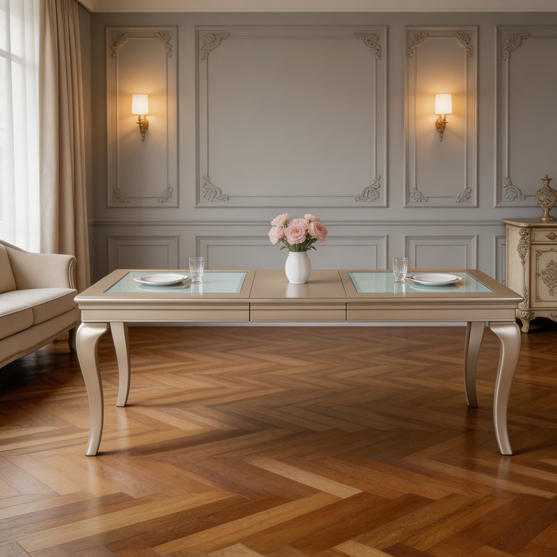 Table de salle à manger moderne et glamour 1pc avec rallonges séparées