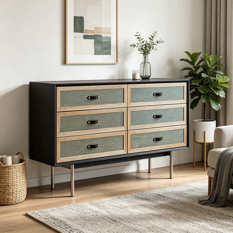 Armoire d'entrée Mid-Century, H 35,4 po x l 59,1 po x P 15,7 po