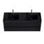 Meuble-lavabo avec lavabo en quartz noir mat et tiroirs noirs doux, meuble-lavabo mural flottant pour salle de bain moderne, lavabo une pièce