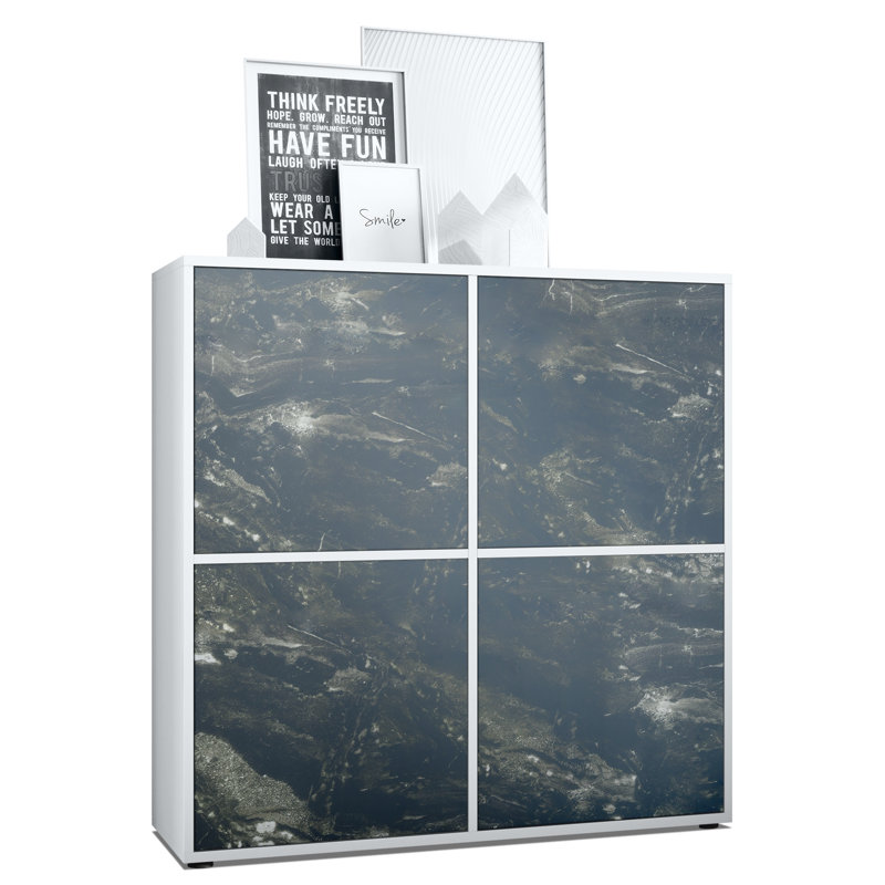 Mccafferty 104cm Sideboard, White Matt/Marble Graphite