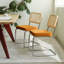 Chaises de salle à manger en velours et rotin avec pieds chromés-2131584023-2131584026