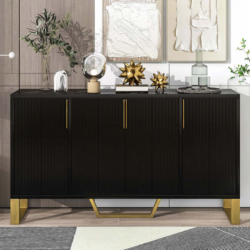 Console de rangement avec tablettes réglables, Noir
