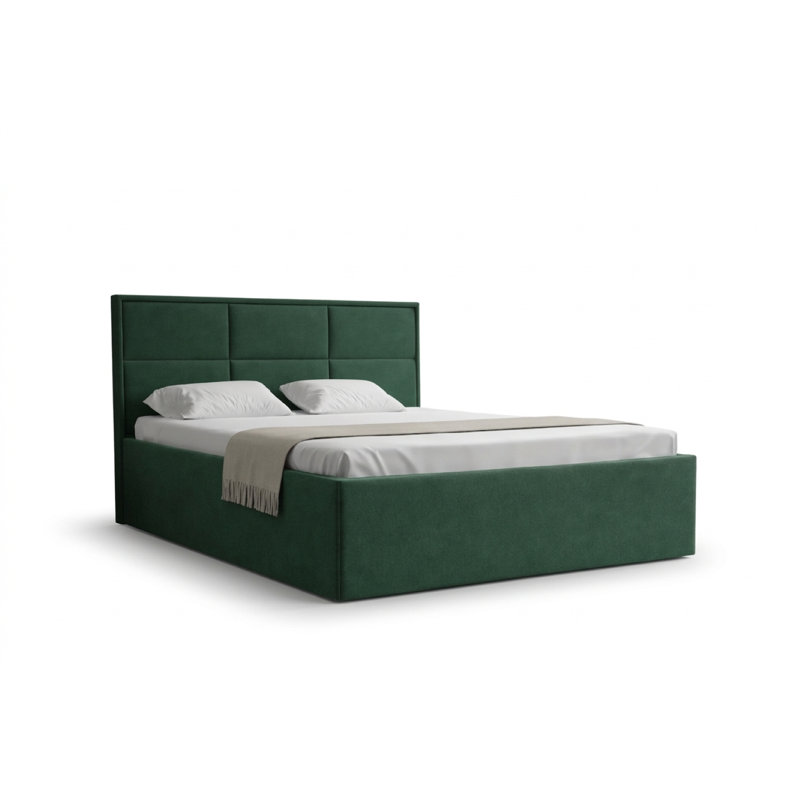 Tanea Upholstered Bed, Green, European Kingsize (160 x 200 cm)