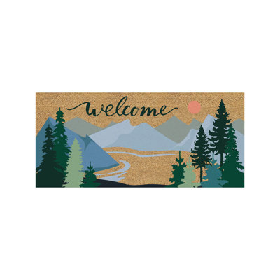Mountains Welcome Flocked Coir Sassafras Switch Mat
