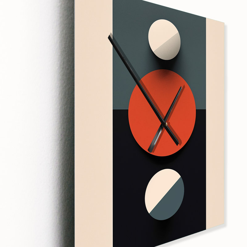 Pleine lune délice rétro géométrique minimalisme II - horloge murale moderne transitionnelle, Très grand