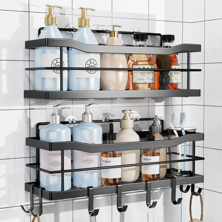 Rebrilliant Stainless Adhesive Shower Caddy with Hooks & Reviews