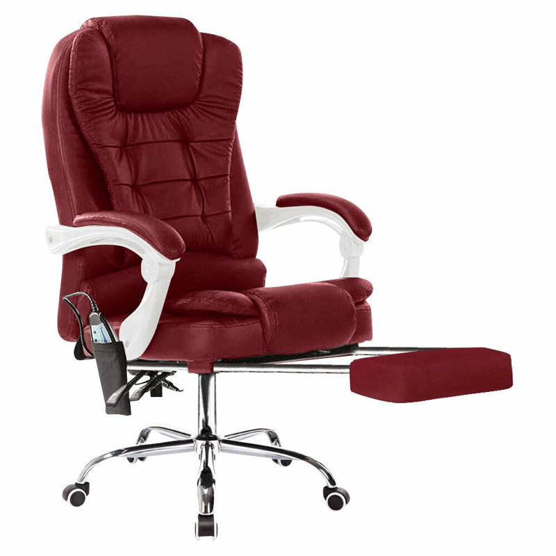 Gaming Recliner Massage Executive Chair, Burgundy