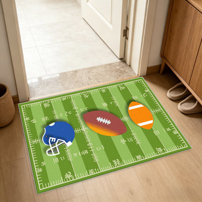 Tapis de football vert pour le salon, doux et confortables, adaptés à toutes les saisons, faciles à entretenir, tapis de sol intérieur lavable à la machine, sous la table de ferme convenant à la chambre à coucher, à la salle à manger, au bureau, au patio, au balcon, à la maison