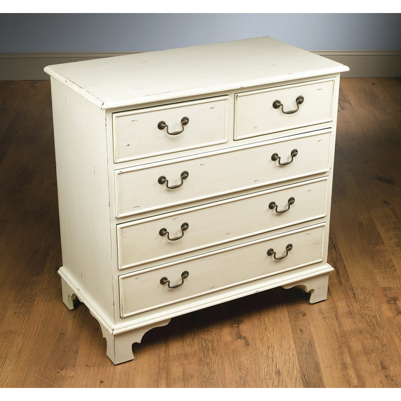 Commode décorative 5 tiroirs, Blanc antique