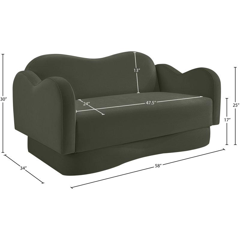 Causeuse Redwan, Velours vert Bloom