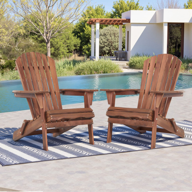 Solid Wood Folding Adirondack Chair, Light Walnut