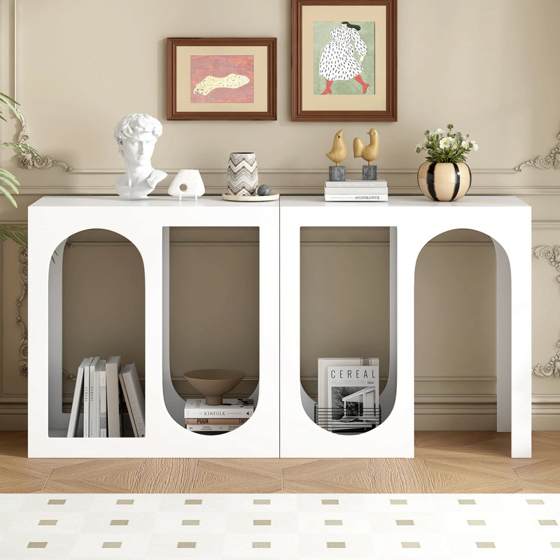 Console d'entrée modulaire avec extérieur rectangulaire et design intérieur incurvé pour des aménagements personnalisables, convenant à un bureau, une entrée et un salon