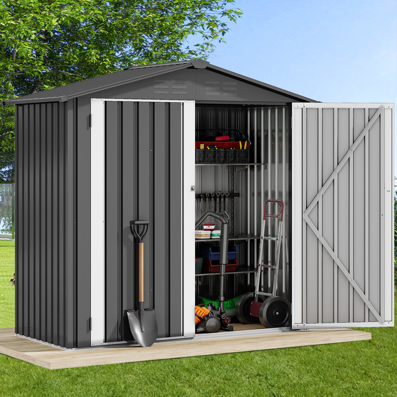 5.6x3.2 ft Storage Shed for Outdoors, Gray