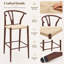 Ensemble de 2 chaises de comptoir de style Mid-Century avec sièges en corde tissée à la main-1279169273