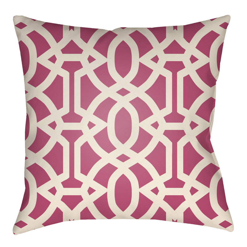 Hot Pink and Ivory Geometric Square Throw Pillow