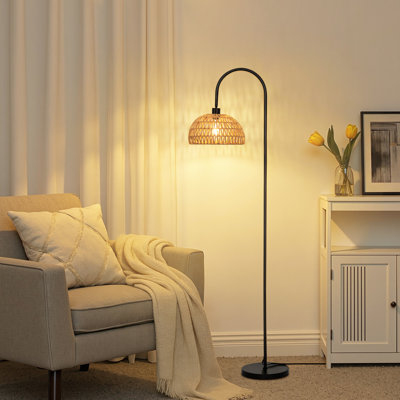 Aarzo 62" Arched/Arc Rattan Floor Lamp