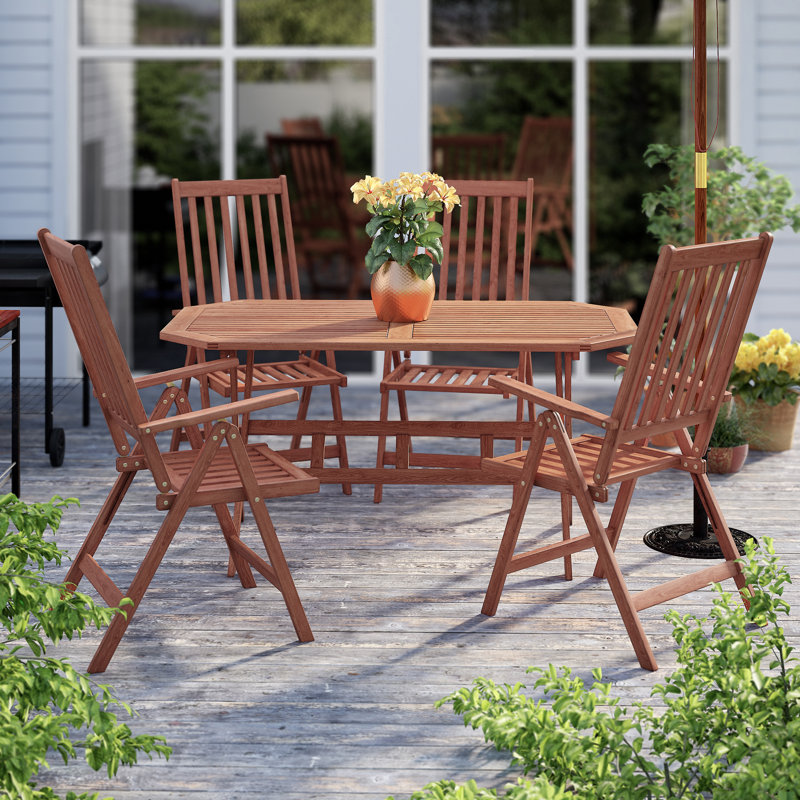 4 - Person Wood Patio Dining Set with