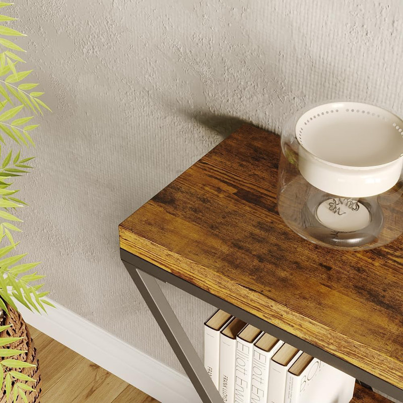 Dining Table with Iron Base, Brown