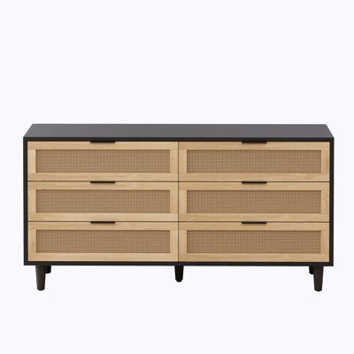 Rattan Wood Console Table With Drawer Storage by Latitude Run