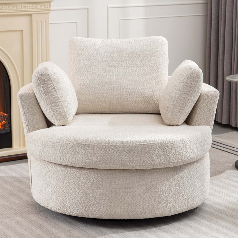 Fauteuil club pivotant surdimensionné avec 3 coussins, fonction pivotante à 36 degrés pour un confort accru et une utilisation polyvalente