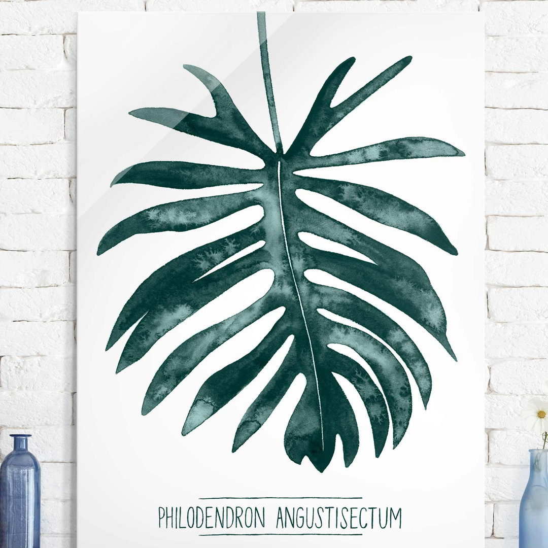 Glasbild Smaragdgrüner Philodendron Angustisectum